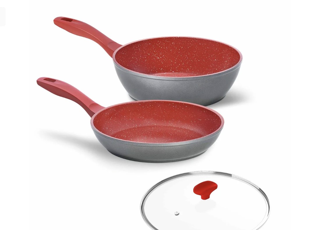 Panelas Sauté Grand e Day By Day com Tampa de Vidro Ichef 24Cm Vermelha