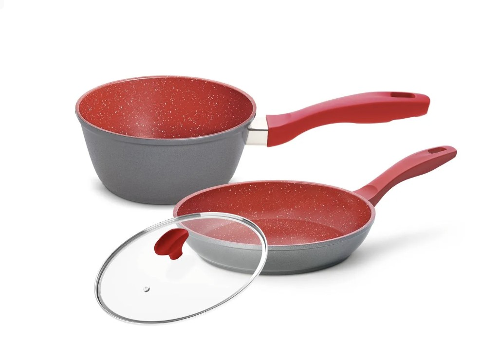 Panelas Sauce e Sauté Petit com Tampa de Vidro Ichef Vermelha 20cm