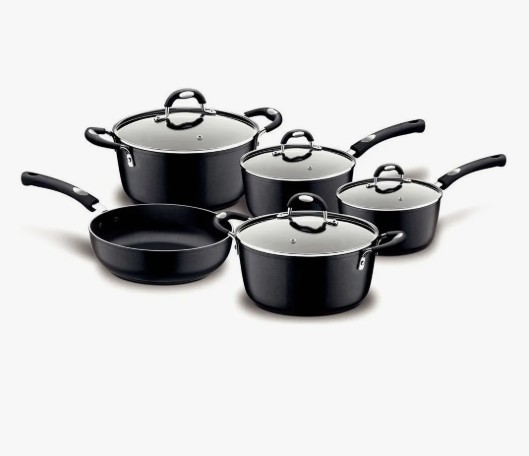 Jogo de Panelas Tramontina Mônaco em Alumínio com Revestimento Interno e Externo em Starflon Premium Preto 05 Peças