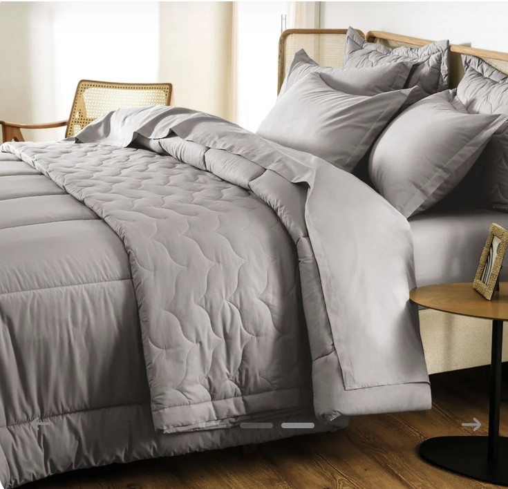 Colcha King com 2 Porta Travesseiros 200 Fios Tom Titânio