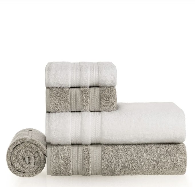 Jogo de Banho Gigante Fio Penteado 100% Algodão Unika Branco/Lunar