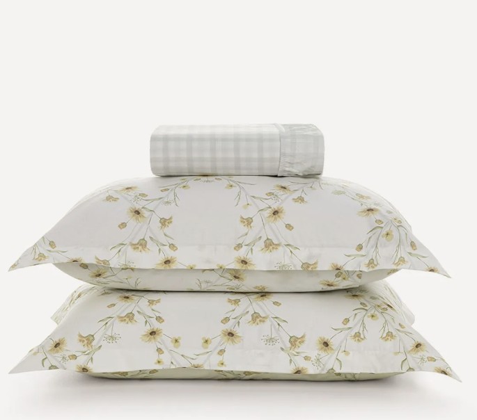 Lençol King com Elástico e Fronhas 200 Fios Florata