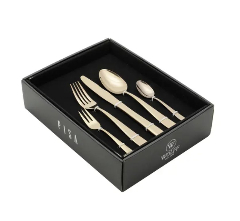 Faqueiro 30 Peças Aço Inox Pisa Dourado - Wolff