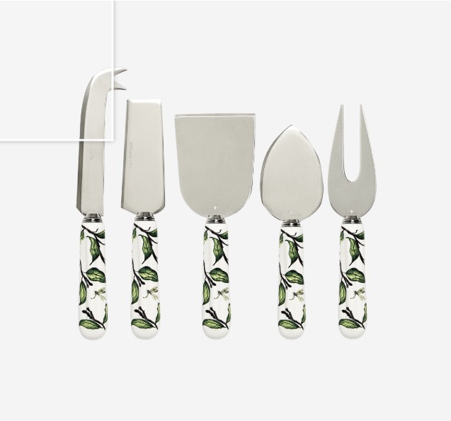 Set Talher de Queijo Folhas 5 Peças
