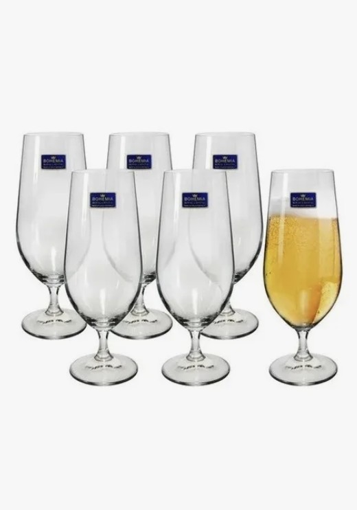 Taça Cerveja Chop Cristal Bohemia 380ml Jogo 6 Unid Cor Tran Transparente