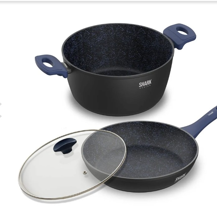 Panelas Ichef Home Sauté Grand e Family Size com Tampa de Vidro 24Cm Azul